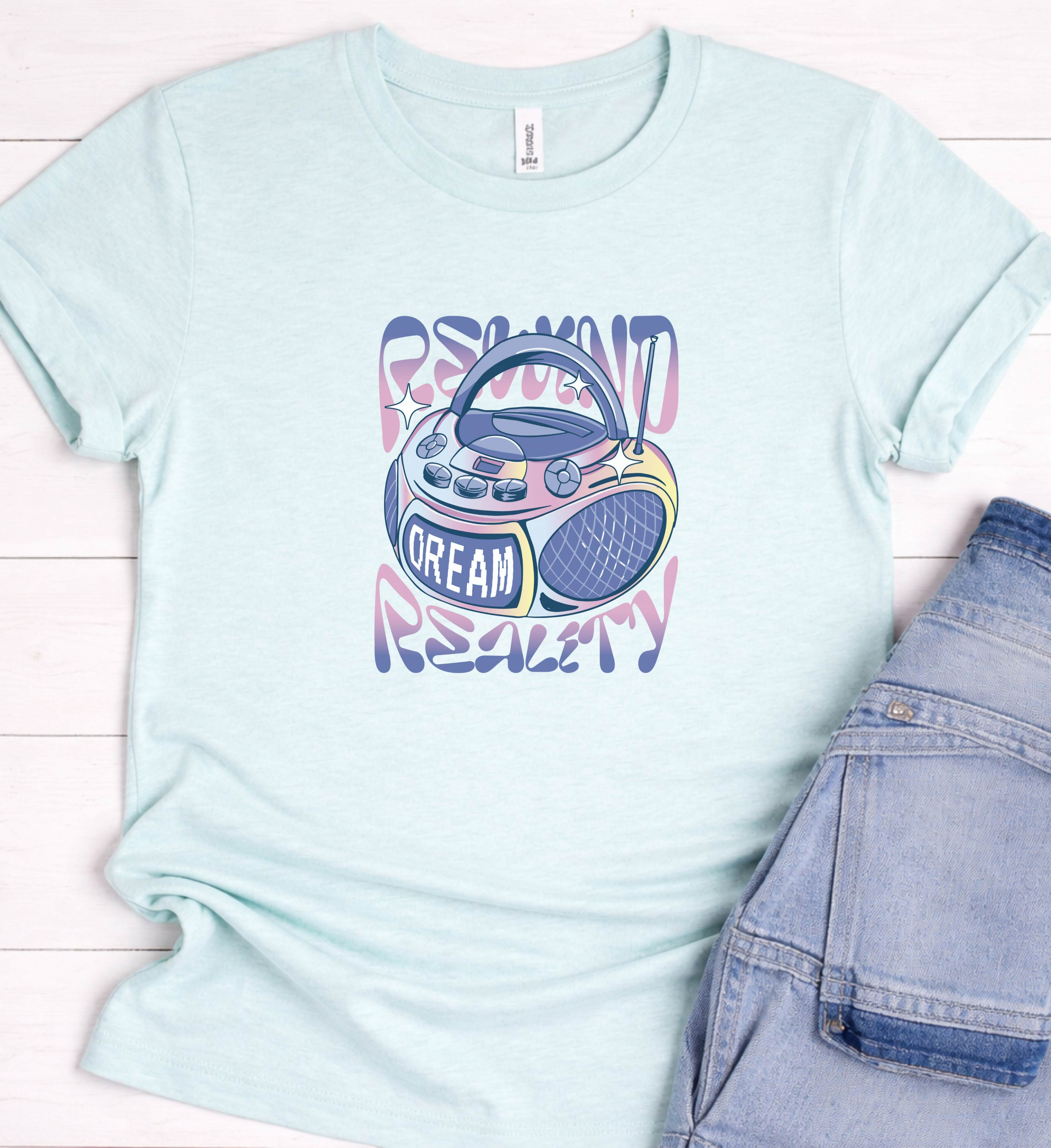 Retro Music Shirt – Rewind Reality Boombox Tee
