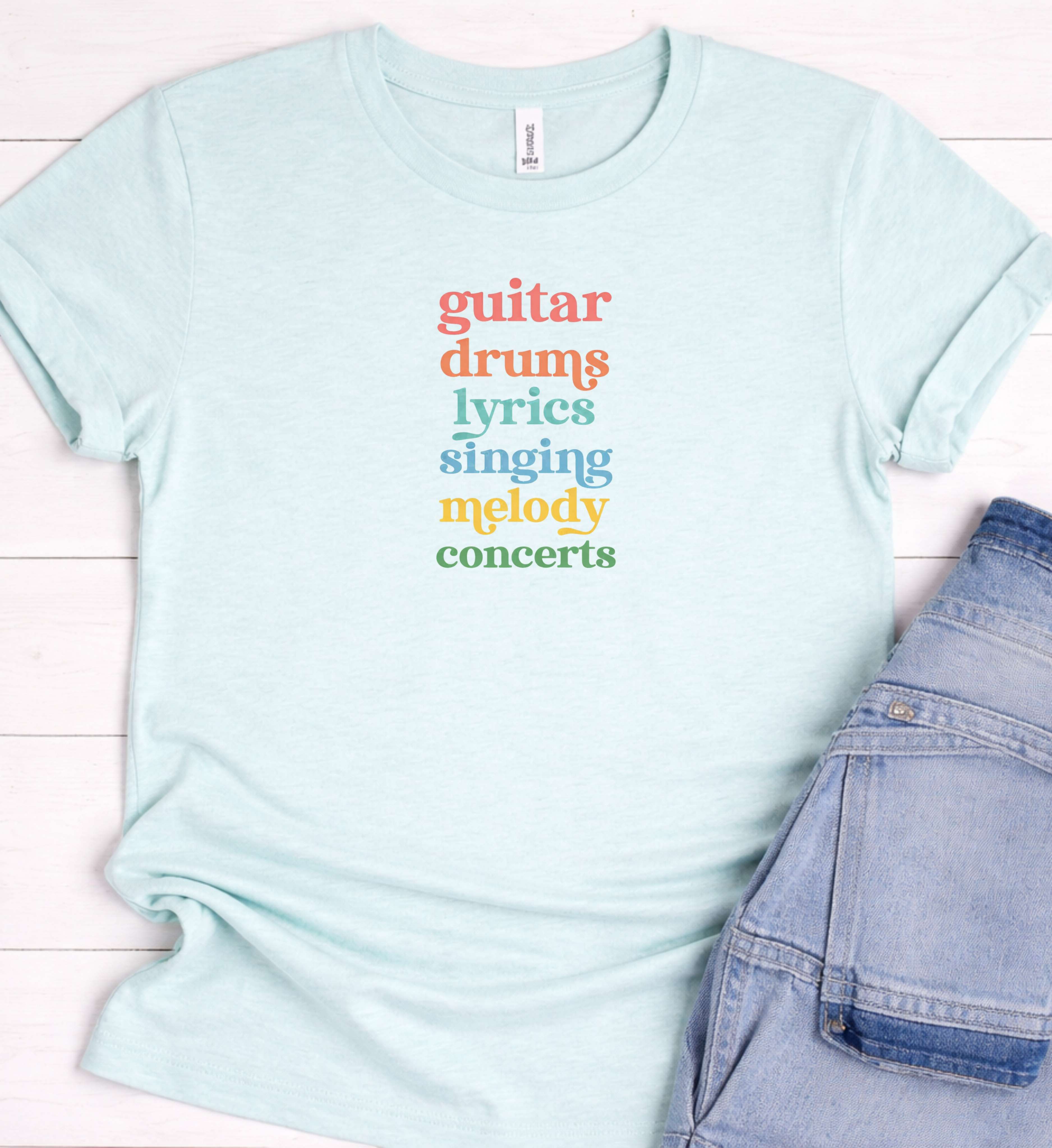 Music Lifestyle Shirt – Guitar Drums Lyrics Singing Tee