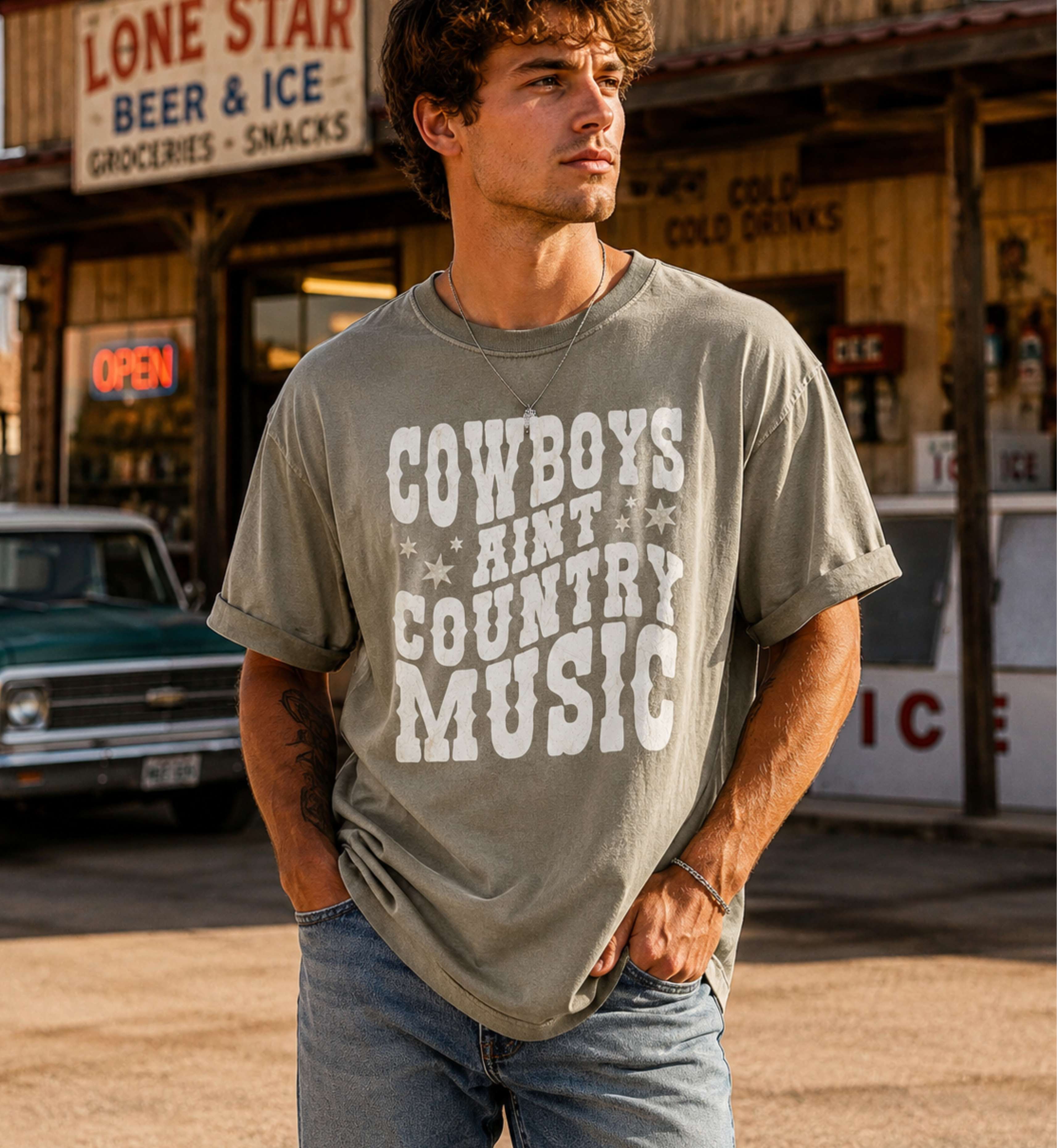 Cowboys Ain't Country Music – Vintage Western Statement Tee