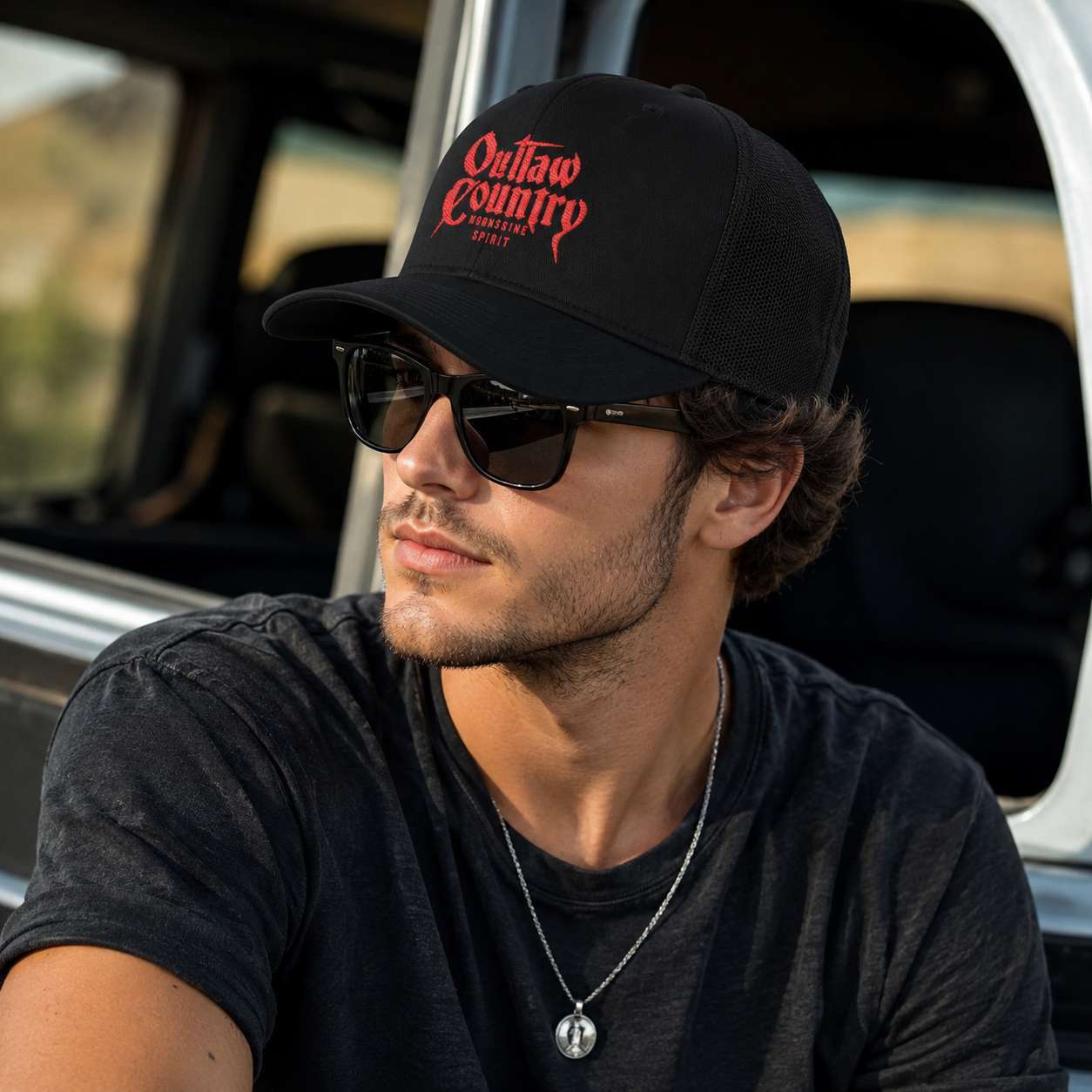 Outlaw Country Moonshine Spirit Trucker Hat