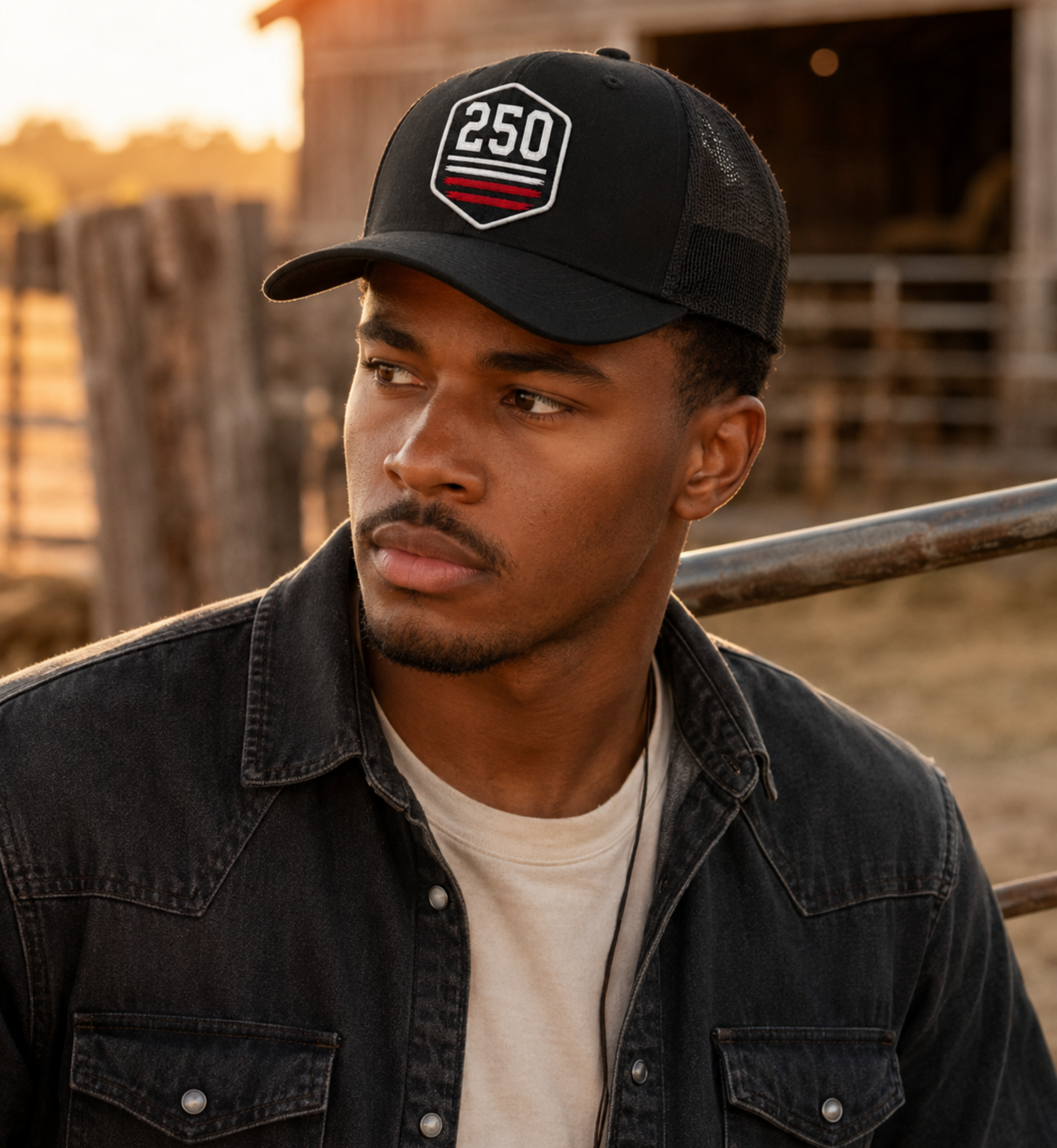 250 Embroidered Trucker Cap – Black Country Western Hat